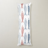 Dekorative mediterrane Sardinen Fischmuster Seitenschläferkissen (Rückseite (Vertikal))