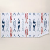 Dekorative mediterrane Sardinen Fischmuster Strandtuch (Vorderseite)