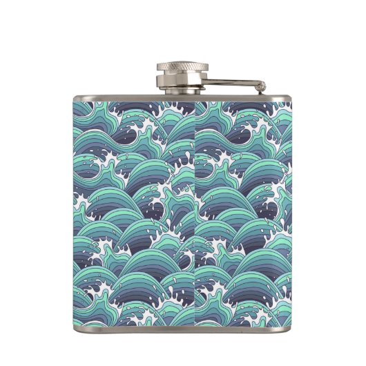 Dekorative Meereswelle Flachmann (Rückseite)