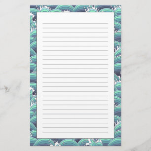 Dekorative Meereswellen Hintergrund Briefpapier