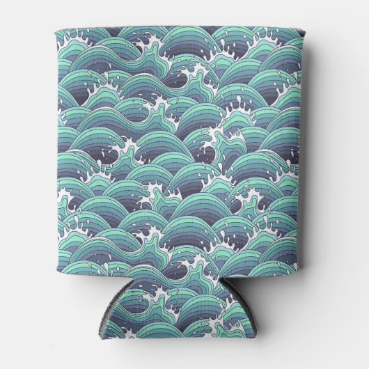 Dekorative Meereswellen Hintergrund Dosenkühler (Vorderseite)