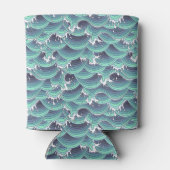 Dekorative Meereswellen Hintergrund Dosenkühler (Rückseite)