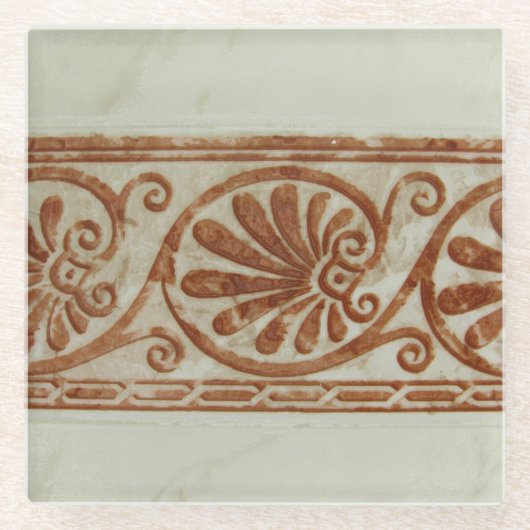 Dekorative Mittelmeerbrown-Grenze Glasuntersetzer (Vorderseite)