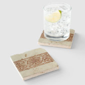 Dekorative Mittelmeerbrown-Grenze Steinuntersetzer (Seitenansicht)