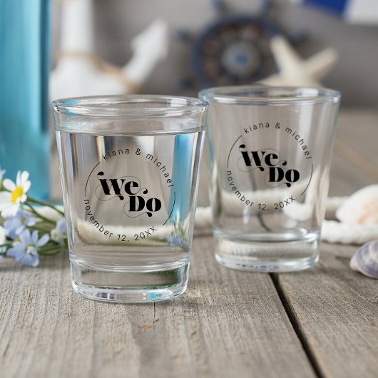 Dekorative moderne Hochzeit Wir tun ID887 Schnapsglas