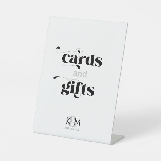 Dekorative moderne Hochzeitkarten und Geschenke ID Sockelschild (Vorderseite)