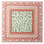 Dekorative Mohnblumen-Grenze, Mohnblumen-Knospen, Fliese (Vorderseite)