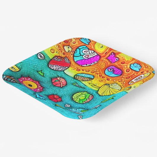 Dekorative Muscheln und Steine Pappteller (Gewinkelt)