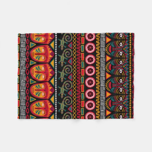 Dekorative Muster auf schwarzem Hintergrund in Afr Fleecedecke (Vorderseite (Horizontal))