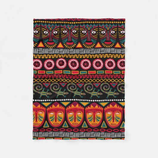 Dekorative Muster auf schwarzem Hintergrund in Afr Fleecedecke (Vorderseite)