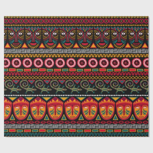 Dekorative Muster auf schwarzem Hintergrund in Afr Geschenkpapier (Flach)