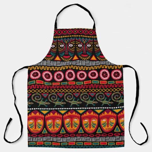 Dekorative Muster auf schwarzem Hintergrund in Afr Schürze (Vorderseite)