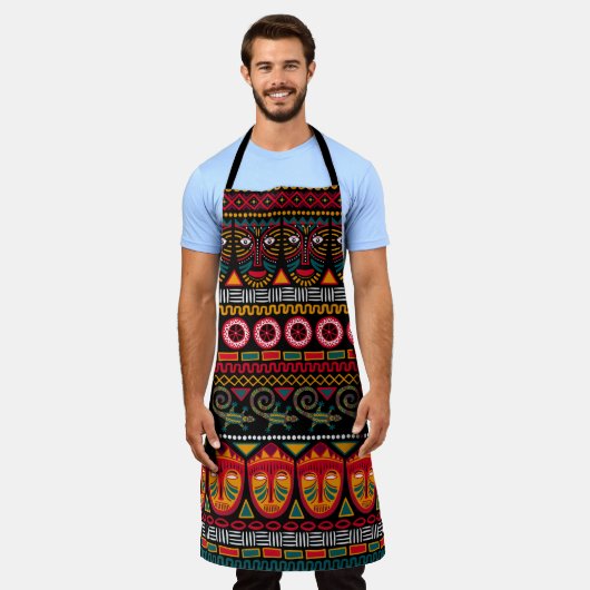 Dekorative Muster auf schwarzem Hintergrund in Afr Schürze (Getragen)