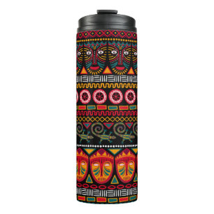 Dekorative Muster auf schwarzem Hintergrund in Afr Thermosbecher