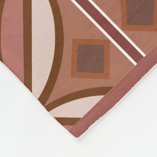 Dekorative Muster in rostigen Pinseln und Terracot Fleecedecke (Ecke)