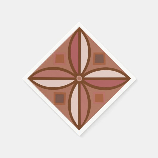 Dekorative Muster in rostigen Pinseln und Terracot Serviette (Ecke)