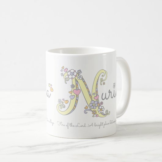Dekorative N Monogramm-Tasse Nurianamensbedeutung Kaffeetasse (VorderseiteRechts)