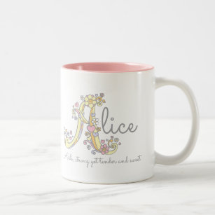 Dekorative Namen- und Bedeutungs-Tasse Alices Zweifarbige Tasse