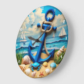 Dekorative Nautik Ankerküstenlandschaft Große Wanduhr (Winkel)