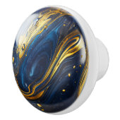 Dekorative Navy Blue Gold Abstrakt Paint Keramikknauf (Rechts)