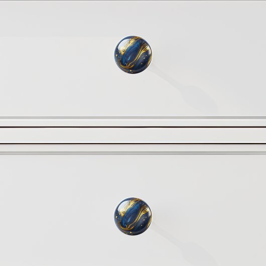 Dekorative Navy Blue Gold Abstrakt Paint Keramikknauf