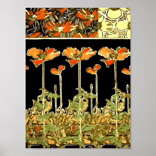 Dekorative (orange Blume) von Alphonse Mucha Vec Poster (Vorne)