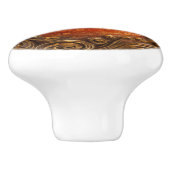 Dekorative Orange Brown Gold Scrollwork Orb Keramikknauf (Seitenansicht)