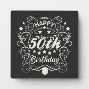 Dekorative Ornamentik Happy 50. Geburtstag. Fotoplatte
