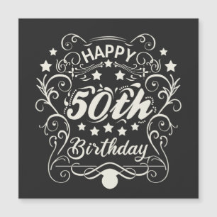 Dekorative Ornamentik Happy 50. Geburtstag. Magnetkarte