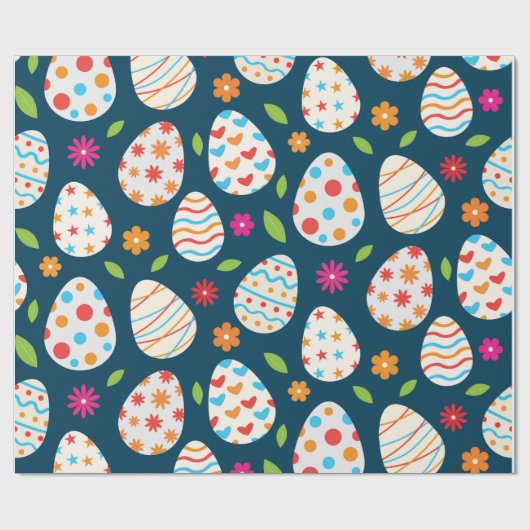 Dekorative Ostereier mit Blume und Blätter Geschenkpapier (Flach)