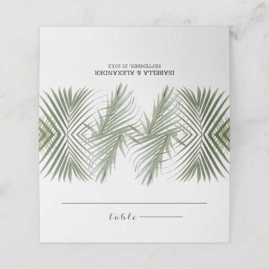 Dekorative Palmenbaume Platzkarte (Außenseite Aufgefaltet)