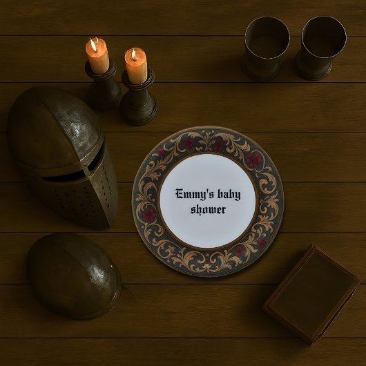 Dekorative Papierplatte im mittelalterlichen Stil Pappteller