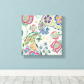 Dekorative Pfau und farbenfrohe Blume Leinwanddruck (Insitu (Holzboden))