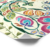 Dekorative Pfau und farbenfrohe Blume Poster (Ecke)