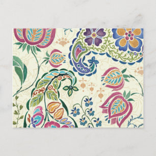 Dekorative Pfau und farbenfrohe Blume Postkarte