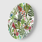 Dekorative Pflanze und Insekten: Nahtloses Design. Große Wanduhr (Winkel)