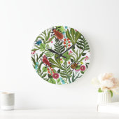 Dekorative Pflanze und Insekten: Nahtloses Design. Große Wanduhr (Zuhause)