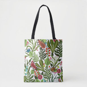 Dekorative Pflanze und Insekten: Nahtloses Design. Tasche