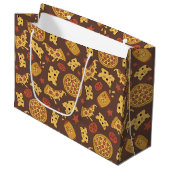 Dekorative Pizza Muster Große Geschenktasche Geschenktüte (Vorderseite Schrägansicht)