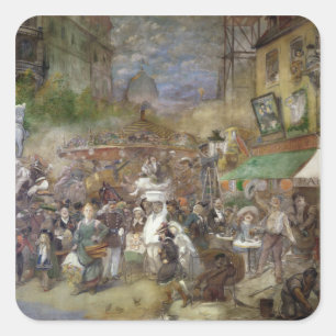 Dekorative Platte, die Paris darstellt Quadratischer Aufkleber