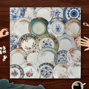 Dekorative Porzellan-Tellersammlung Kunst Puzzle