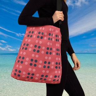 Dekorative Punkte in Rosa und Grau Tragetaschen Mit Langen Trägern