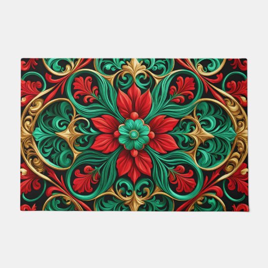 Dekorative Red Green Holiday Doormat Fußmatte (Vorderseite)