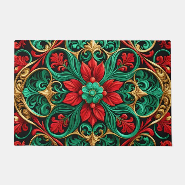 Dekorative Red Green Holiday Doormat Fußmatte (Vorderseite)