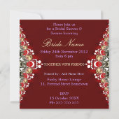 Dekorative Red Lace Brautparty Party Einladung (Rückseite)