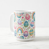 Dekorative Regenbogen-Osterhaseneier Pastell-Frühl Kaffeetasse (Vorderseite Links)
