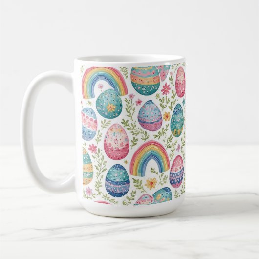 Dekorative Regenbogen-Osterhaseneier Pastell-Frühl Kaffeetasse (Links)