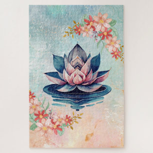 Dekorative Reinheit – Rosa Lotus Serenität Puzzle