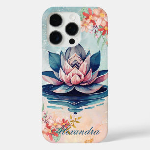 Dekorative Reinheit - Rosa und grüner Lotus iPhone 16 Pro Hülle