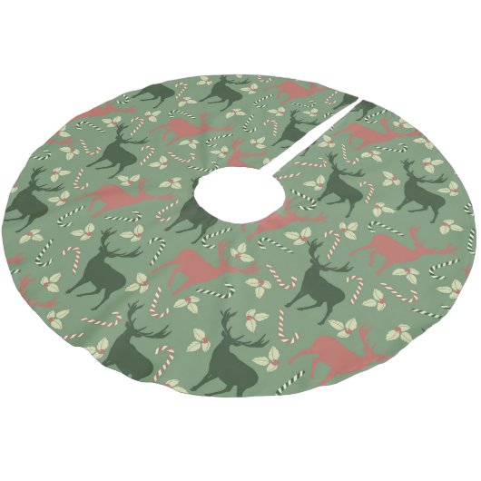 Dekorative Rentiere Polyester Weihnachtsbaumdecke (Schrägansicht)